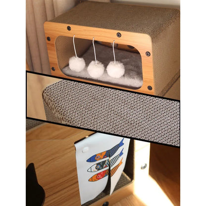 Double-Layer Scratch Board Nest Integrated Two House Cattery Wear-Resistant Non-Chip Grinding Claw Board