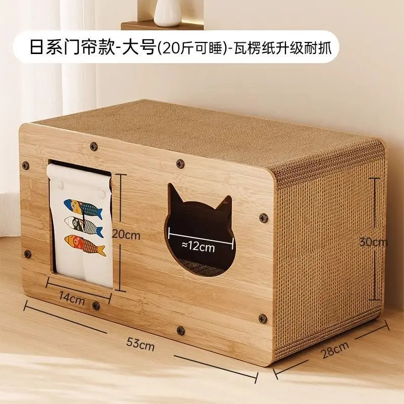Double-Layer Scratch Board Nest Integrated Two House Cattery Wear-Resistant Non-Chip Grinding Claw Board