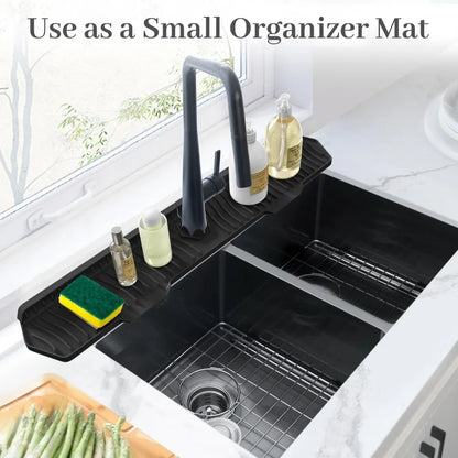24/29.5inch Kitchen Sink Splash Guard,Silicone Draining Mat for Sink,Sink Protectors for Kitchen Sink Mat, Splash Guard Kitchen