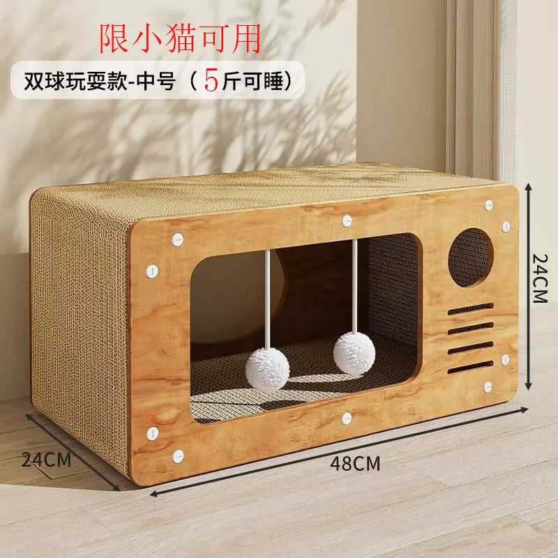 Double-Layer Scratch Board Nest Integrated Two House Cattery Wear-Resistant Non-Chip Grinding Claw Board